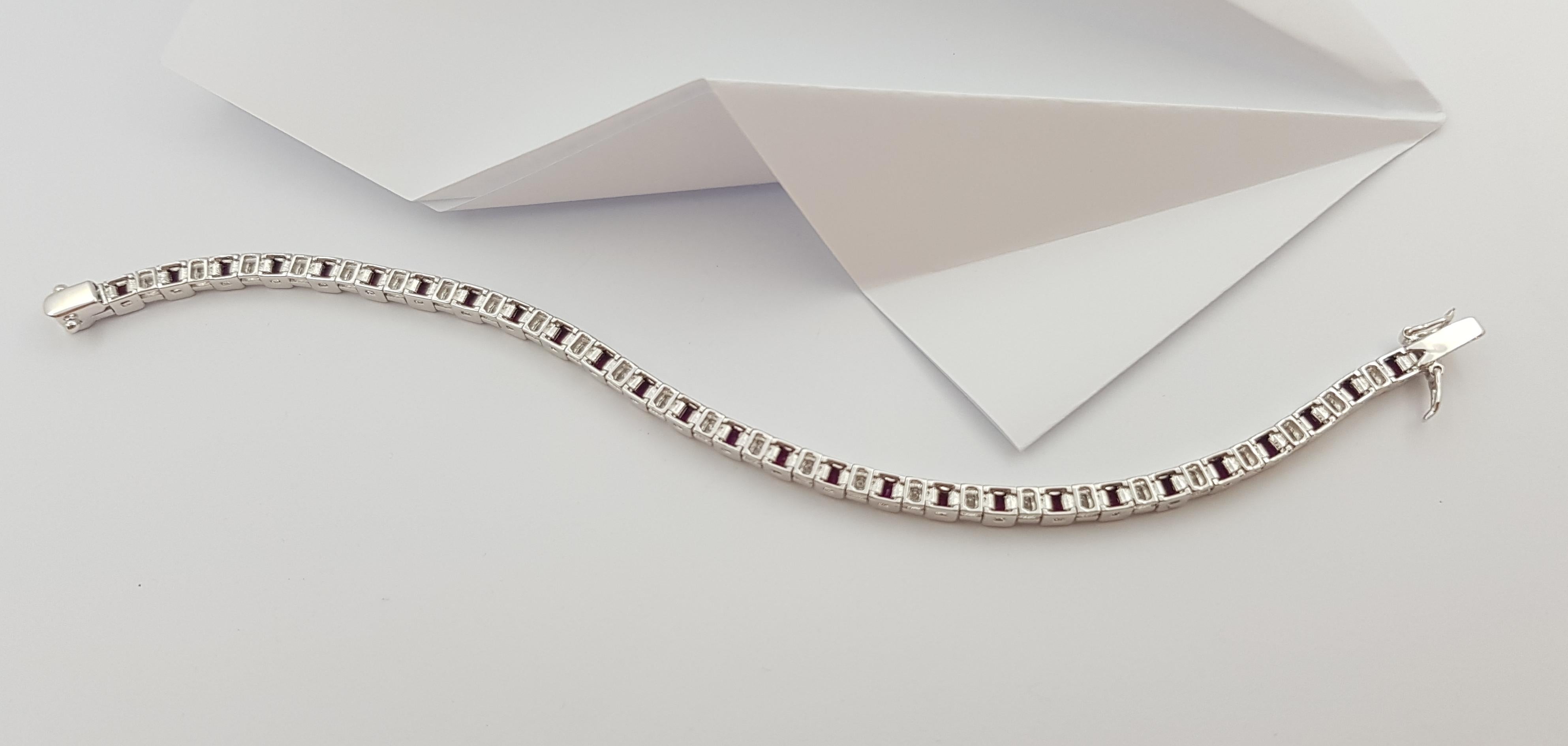 Ruby with Diamond Bracelet Set in 18 Karat White Gold Settings For Sale 2