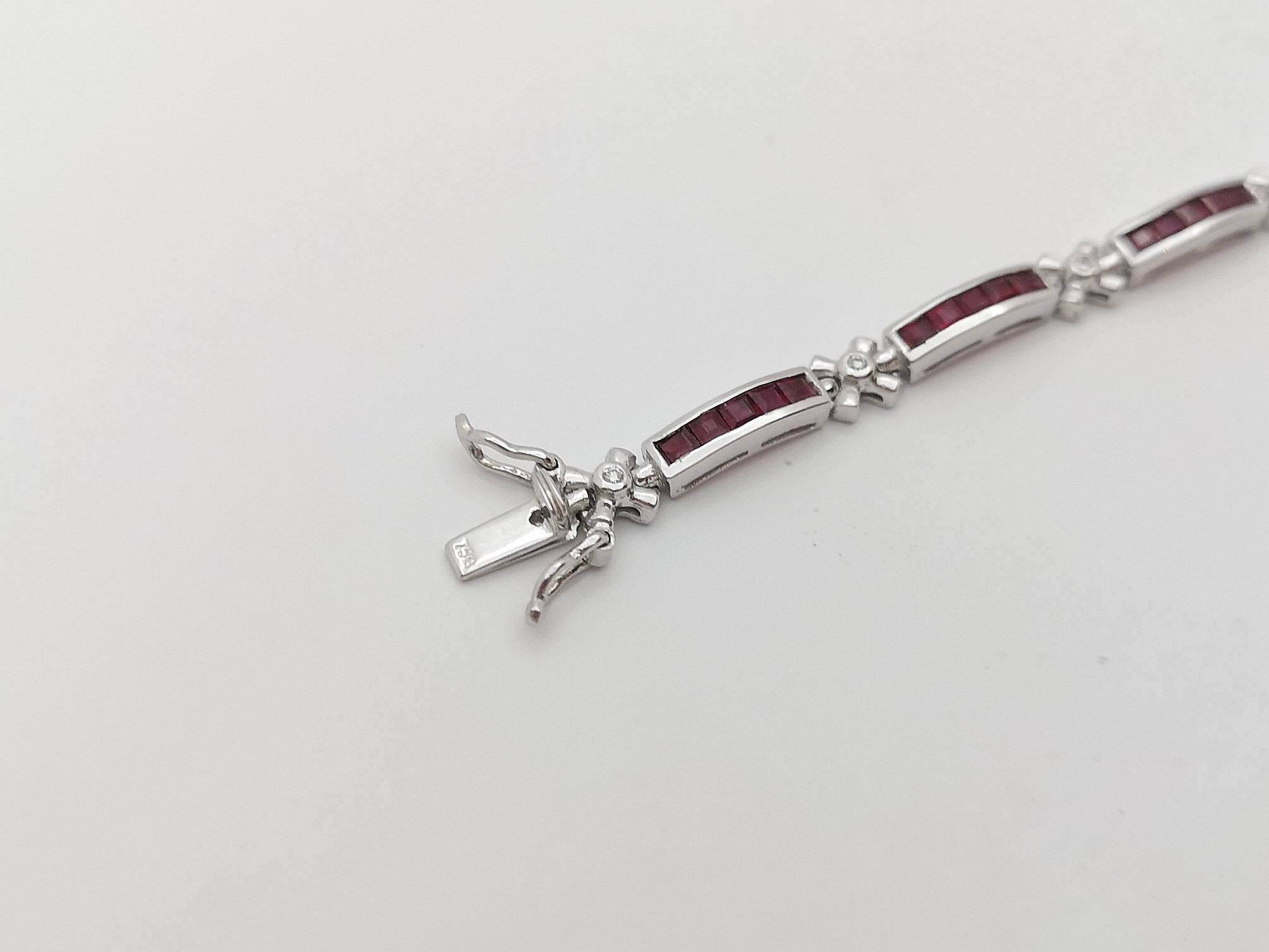 Ruby with Diamond Bracelet set in 18 Karat White Gold Settings For Sale 6