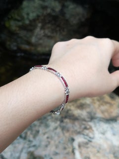 Ruby with Diamond Bracelet set in 18 Karat White Gold Settings