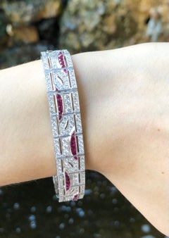 Ruby with Diamond Bracelet Set in 18 Karat White Gold Settings