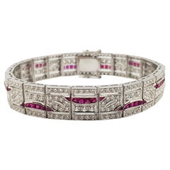 Ruby with Diamond Bracelet Set in 18 Karat White Gold Settings