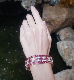 Ruby with Diamond Bracelet set in 18K Rose Gold Setting