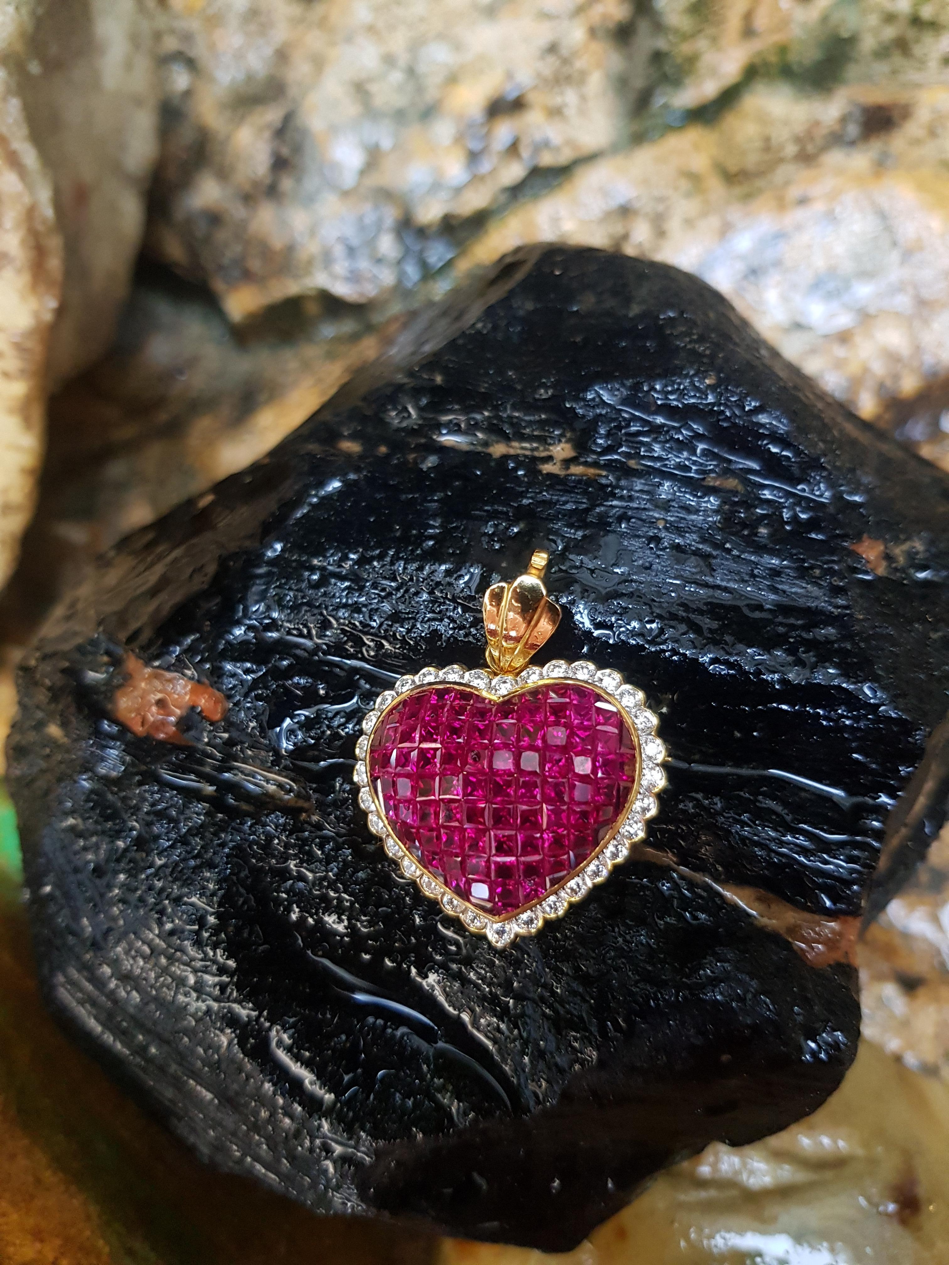 ruby and diamond heart necklace