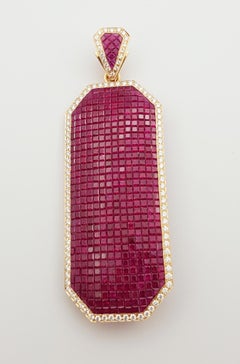 Ruby with Diamond Brooch/Pendant set in 18 Karat Rose Gold Settings
