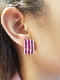 Ruby with Diamond Earring set in 18 Karat Rose Gold Settings