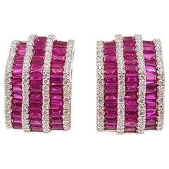 Ruby with Diamond Earring set in 18 Karat Rose Gold Settings