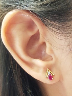 Ruby with Diamond Earrings Set in 18 Karat Gold Settings