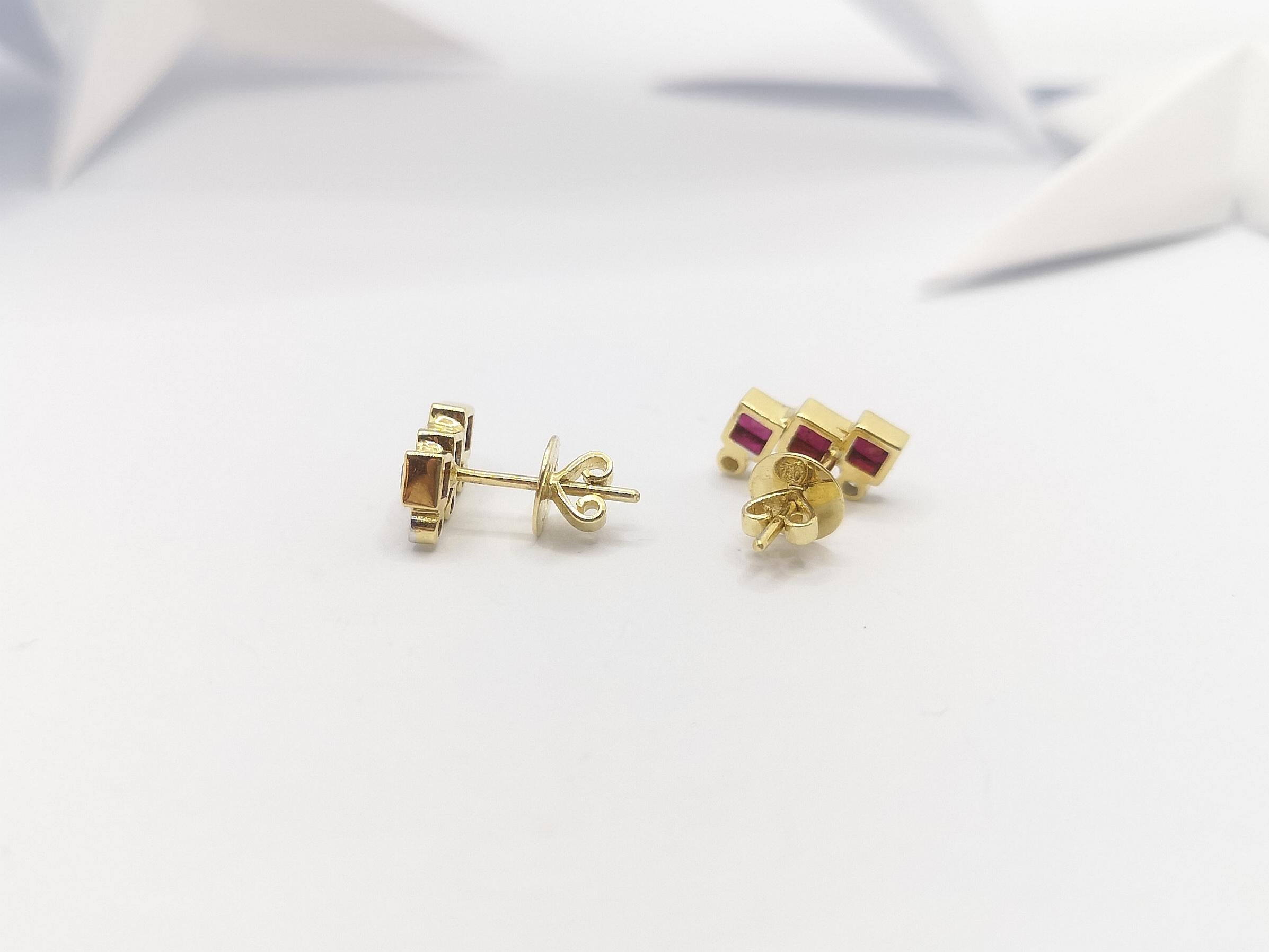 Ruby with Diamond Earrings Set in 18 Karat Gold Settings For Sale 1