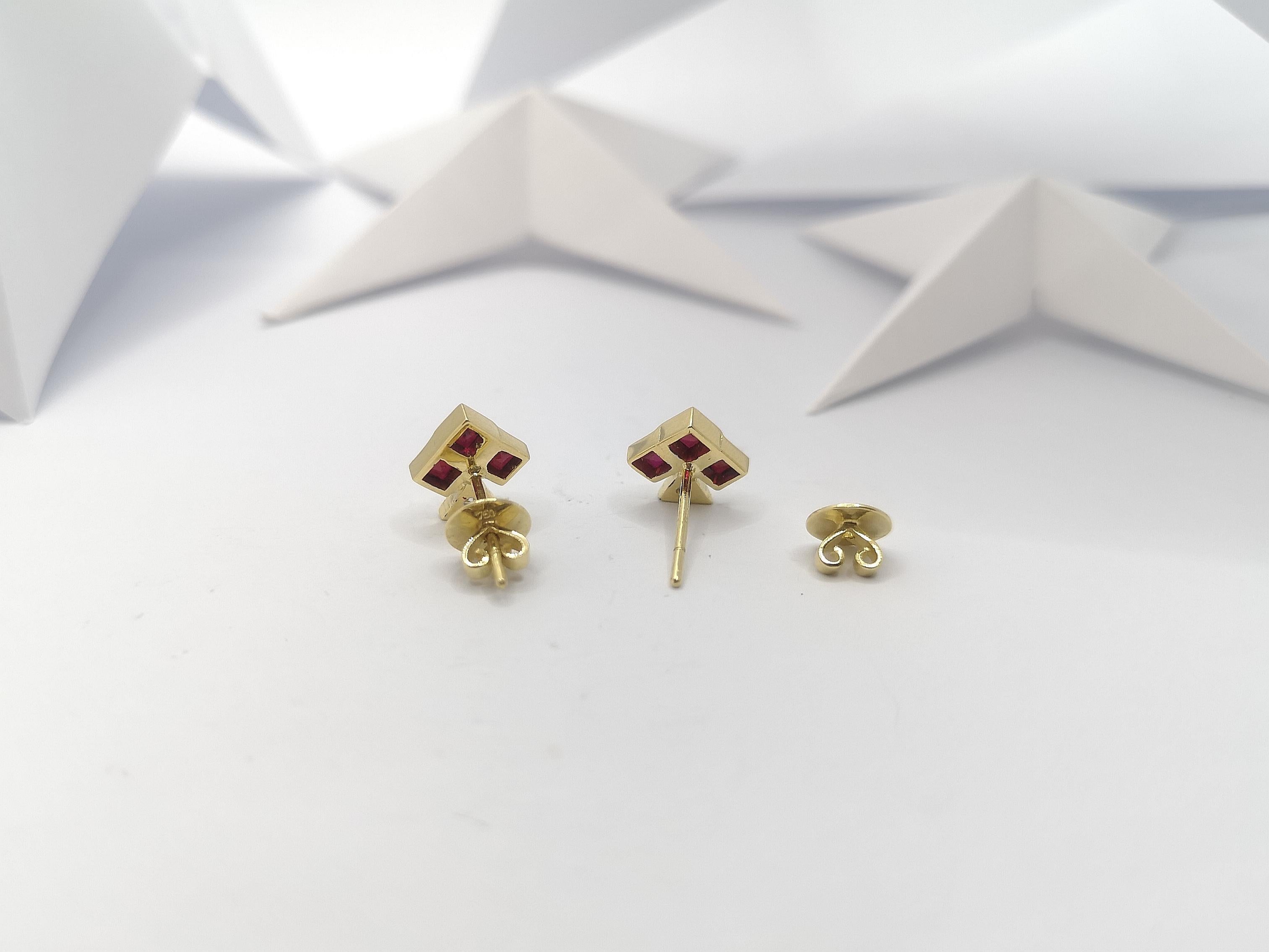 Ruby with Diamond Earrings Set in 18 Karat Gold Settings For Sale 2