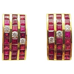 Rubin- und Diamant-Ohrringe in 18 Karat Goldfassung