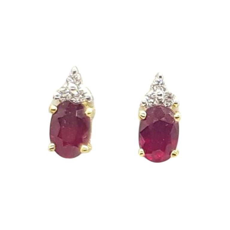Rubin- und Diamant-Ohrringe in 18 Karat Goldfassung