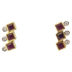 Ruby with Diamond Earrings Set in 18 Karat Gold Settings
