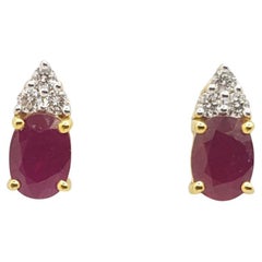 Ruby with Diamond  Earrings set in 18 Karat Gold Settings
