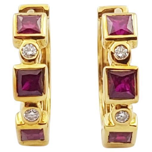 Ruby with Diamond Earrings Set in 18 Karat Gold Settings