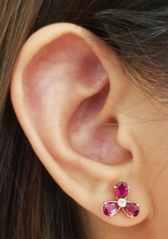 Ruby with Diamond Earrings set in 18 Karat Rose Gold Settings
