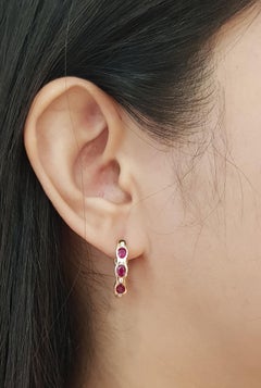 Ruby with Diamond Earrings set in 18K Rose Gold Settings