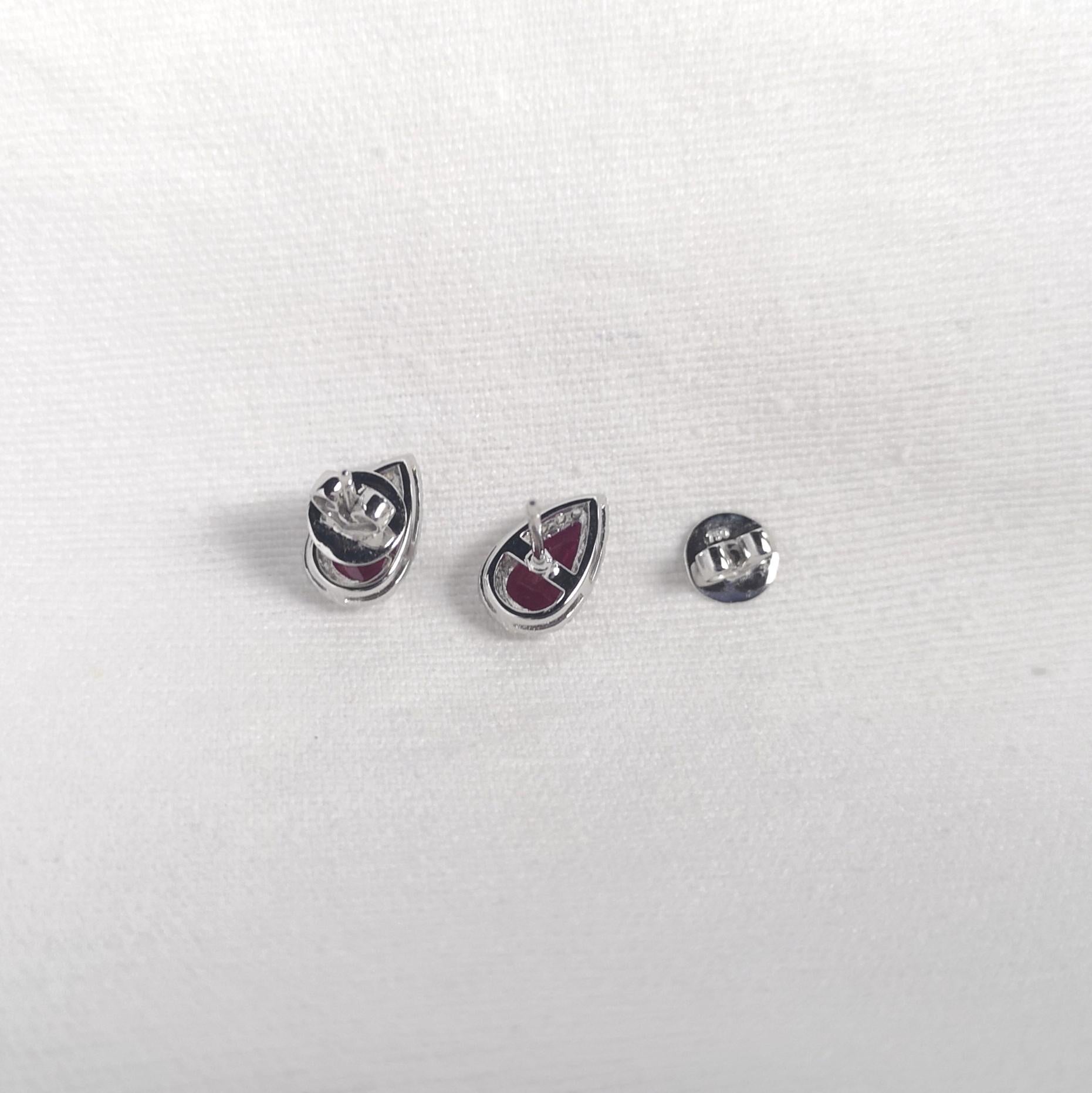 Orecchini di rubini e diamanti con montatura in oro bianco 18 carati in vendita 4