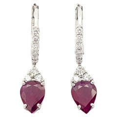 Ruby with Diamond Earrings set in 18K White Gold Settings