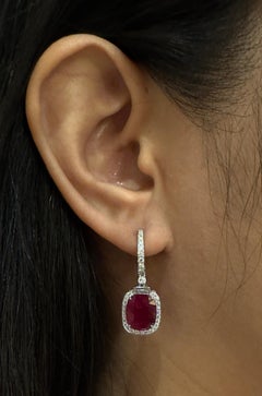 Ohrringe mit Rubin und Diamant in Platin 950 Fassungen gefasst