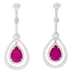Ohrringe mit Rubin und Diamant in Platin 950 Fassungen gefasst