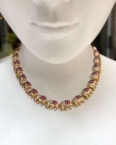 Ruby with Diamond Elephant Necklace set in 18K Gold Settings