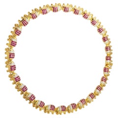 Ruby with Diamond Elephant Necklace set in 18K Gold Settings
