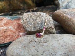 Ruby with Diamond Golf Brooch Set in 18 Karat Gold Settings