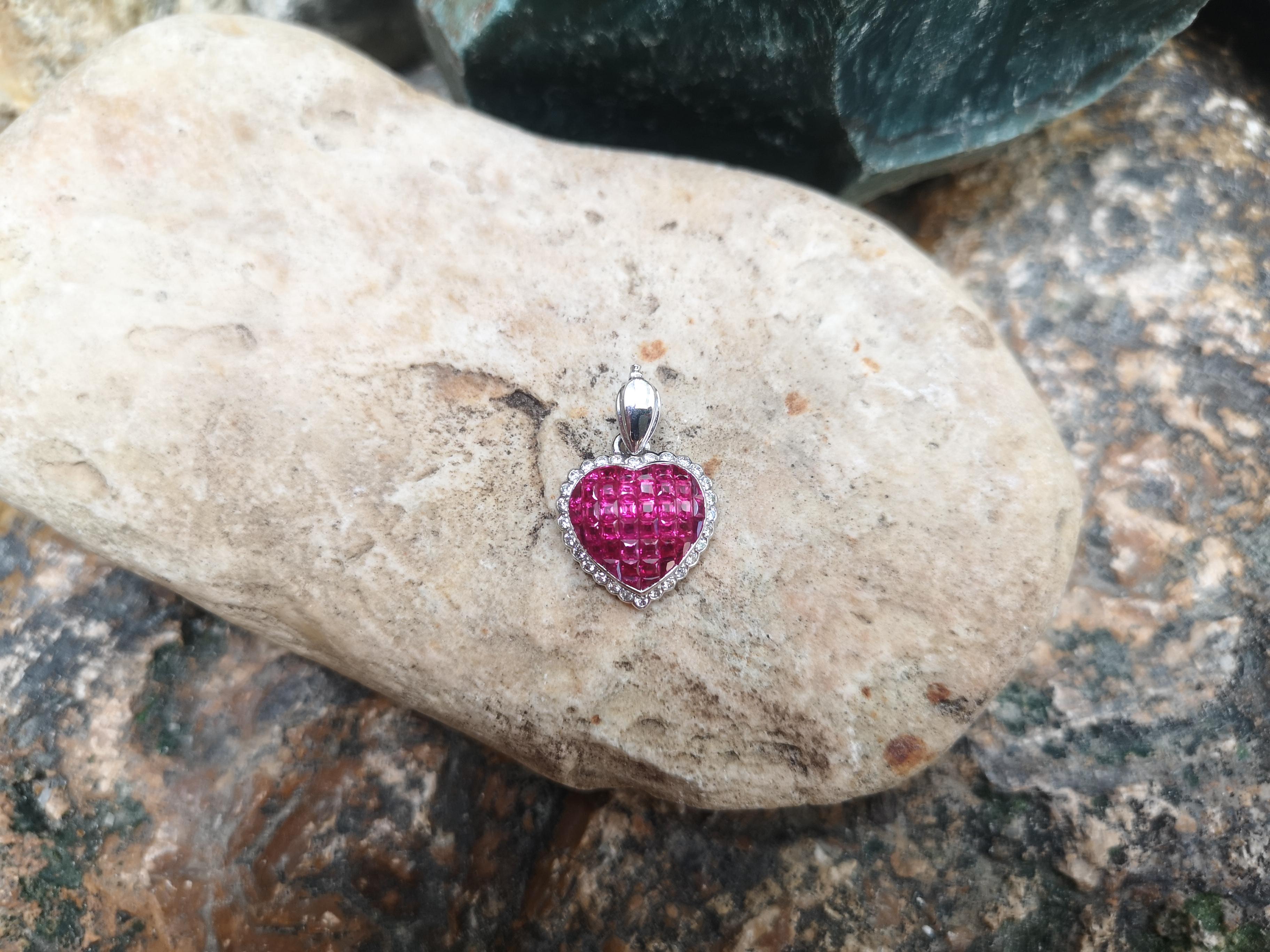 gold ruby and diamond heart necklace