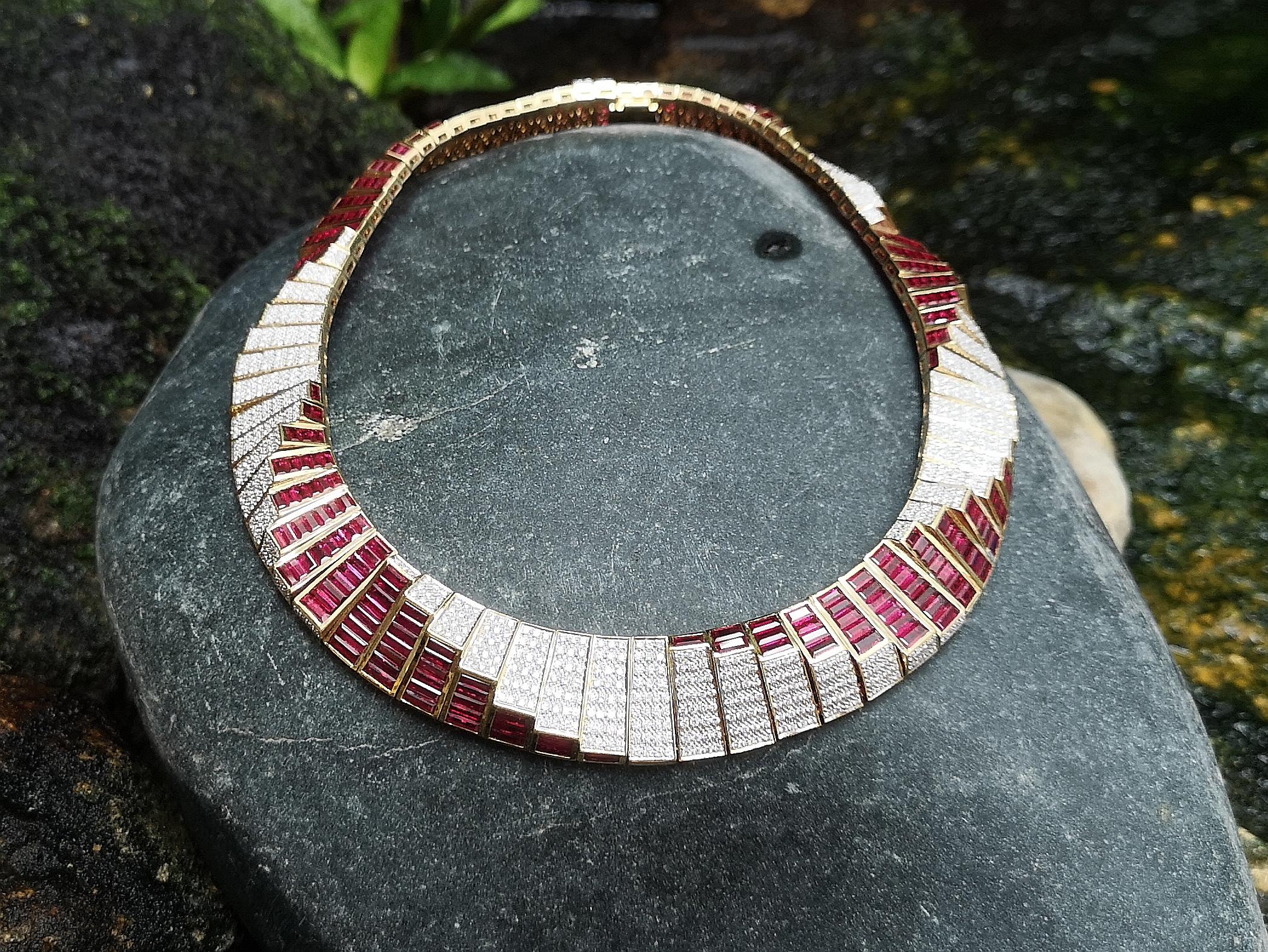Rubin mit Diamant-Halskette in 18 Karat Goldfassung im Angebot 4