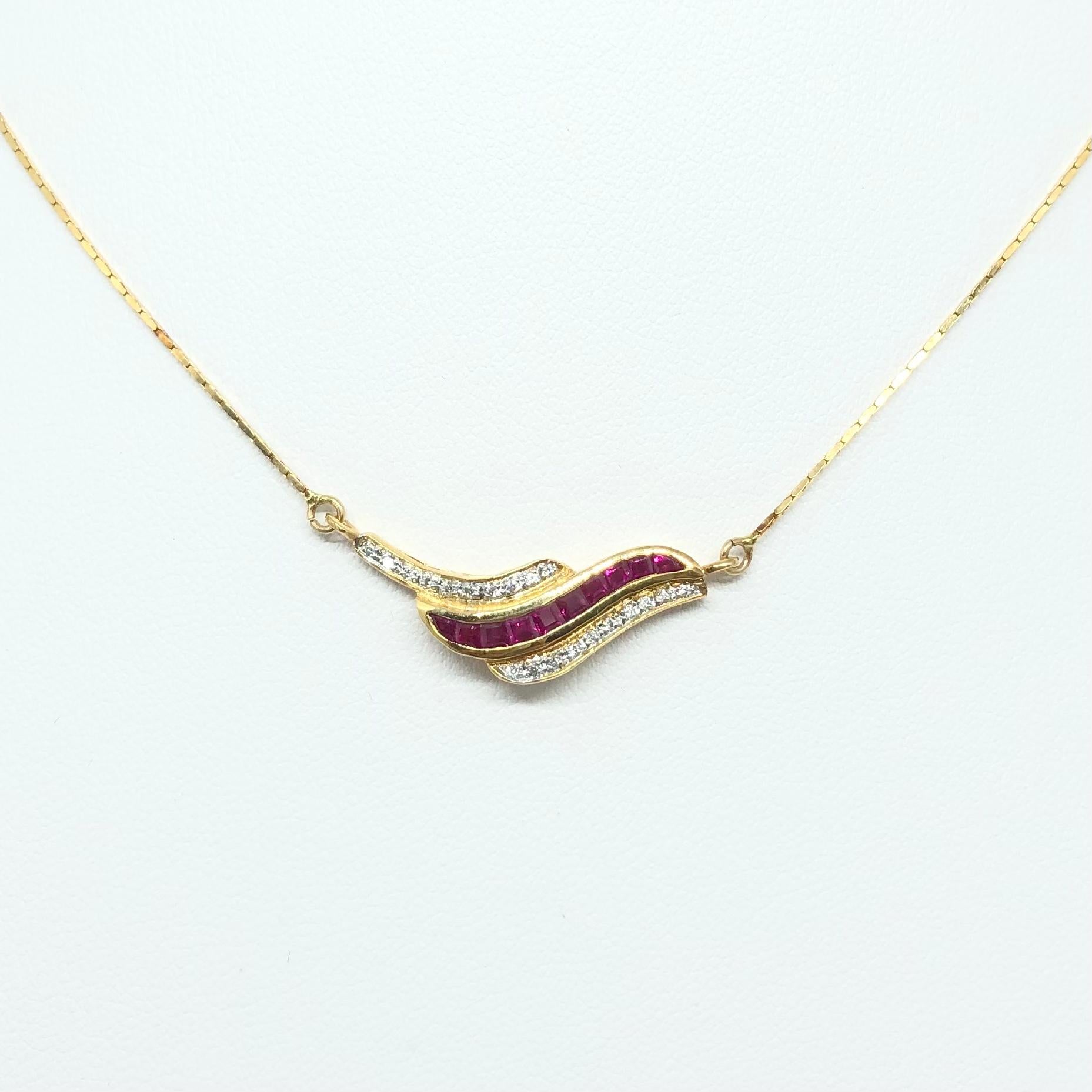 Ruby with Diamond Necklace Set in 18 Karat Gold Settings For Sale 6