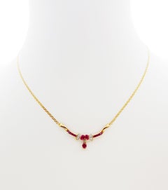 Ruby with Diamond Necklace Set in 18 Karat Gold Settings