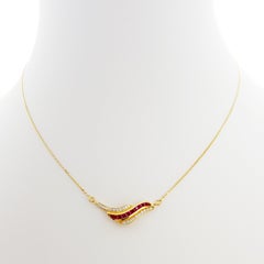Halskette mit Rubin und Diamant in 18 Karat Goldfassungen gefasst