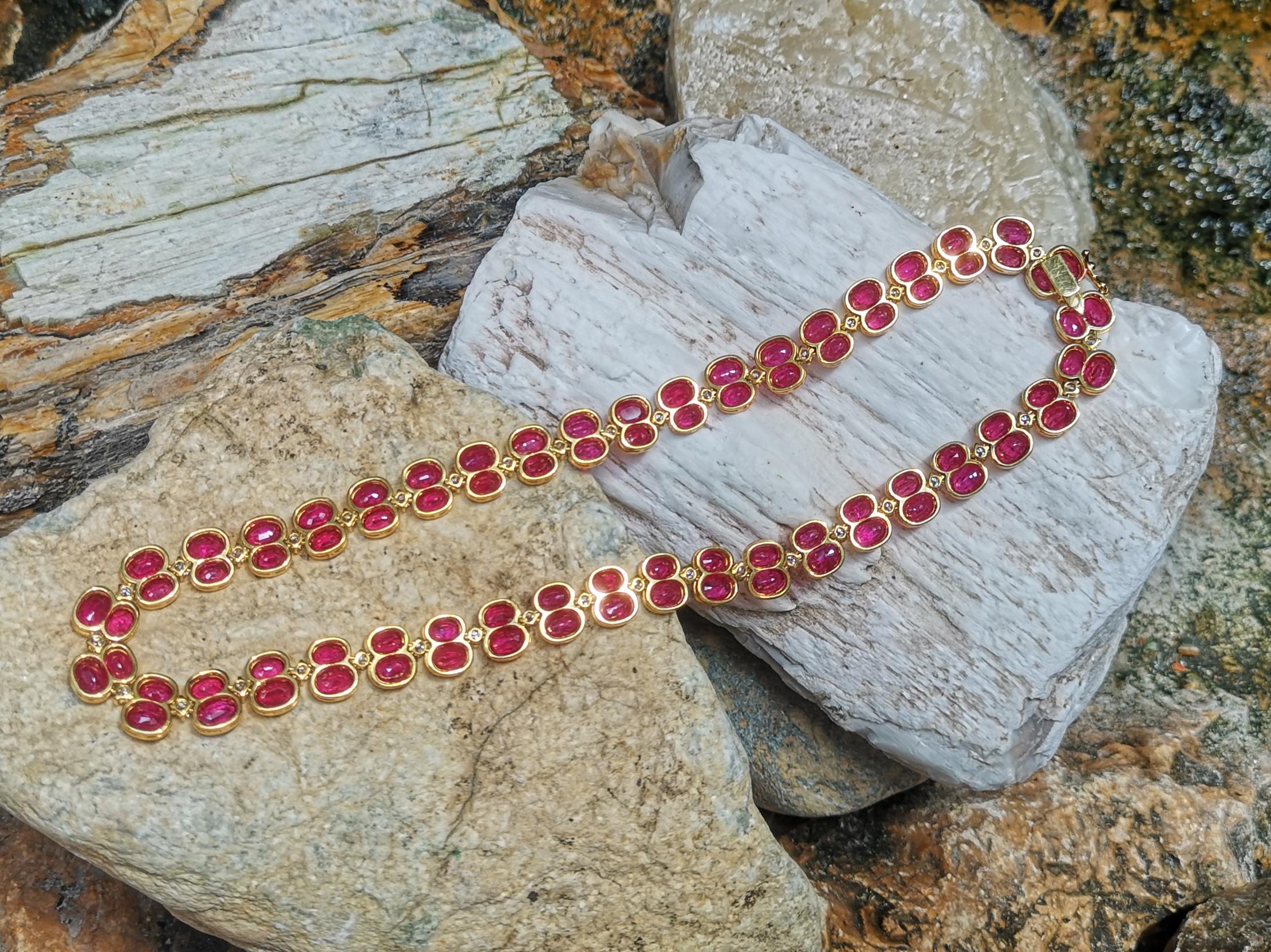 Women's Ruby with Diamond Necklace Set in 18 Karat Gold Settings For Sale