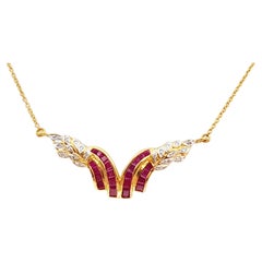 Rubin-Halskette mit Diamanten in 18 Karat Gold gefasst