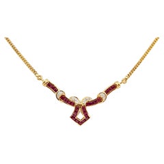 Ruby with Diamond Necklace Set in 18 Karat Gold Settings