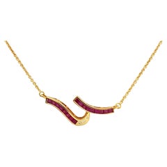 Ruby with Diamond Necklace Set in 18 Karat Gold Settings