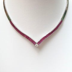 Ruby with Diamond Necklace Set in 18 Karat White Gold Settings