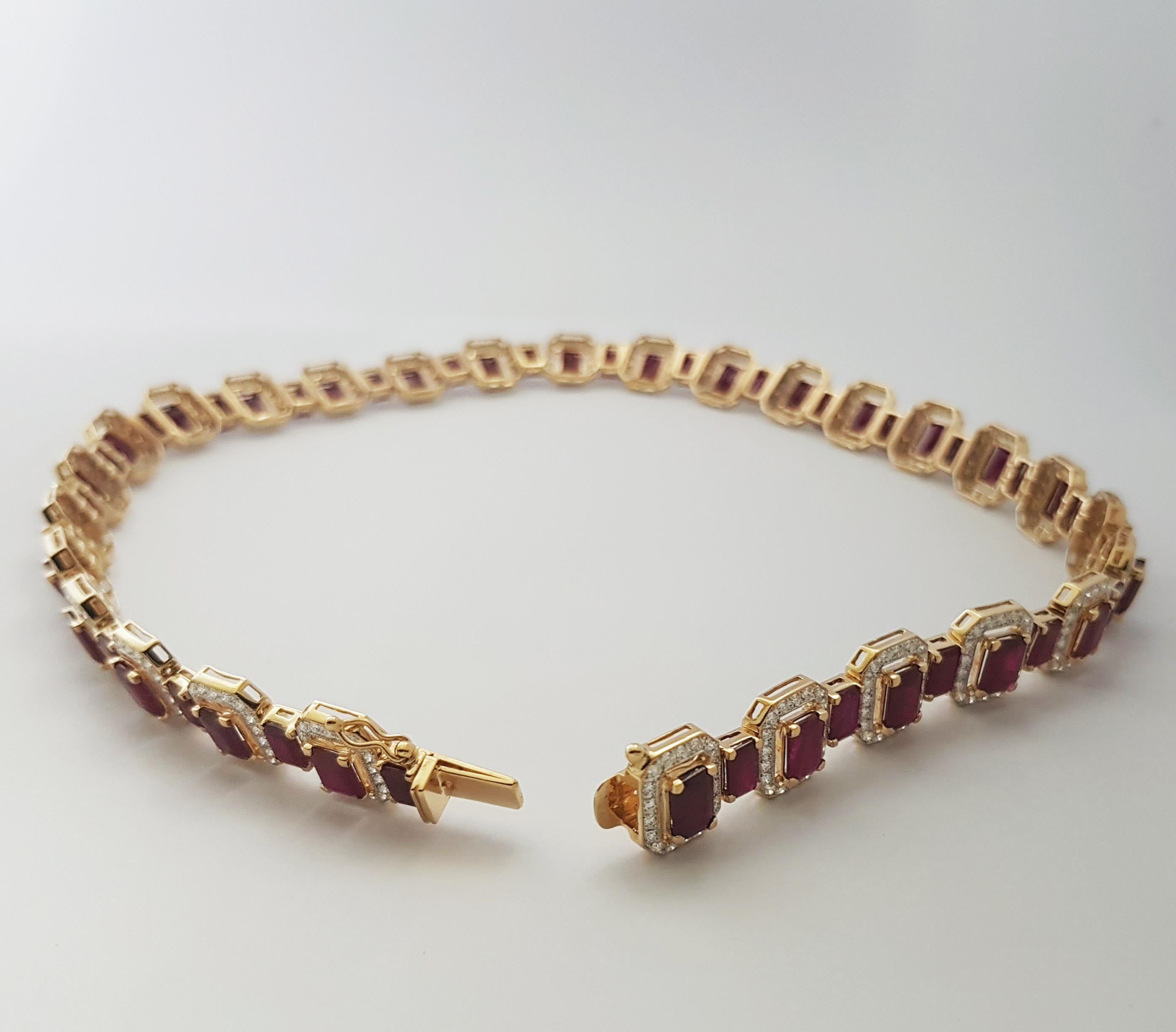 Ruby with Diamond Necklace set in 18K Gold Settings For Sale 1