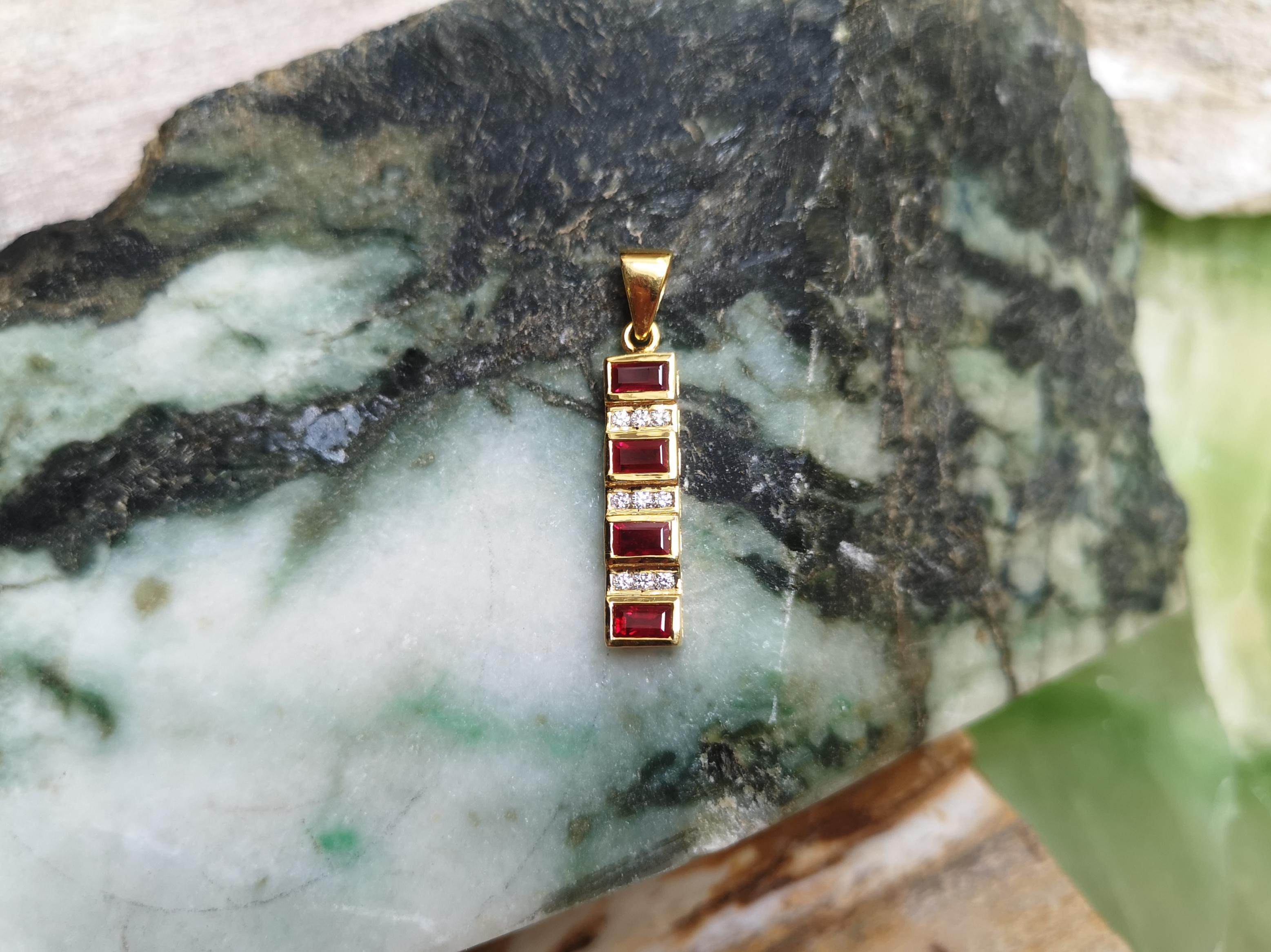 Ruby with Diamond Pendant Set in 18 Karat Gold Settings For Sale 1