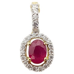 Ruby with Diamond Pendant Set in 18 Karat Gold Settings