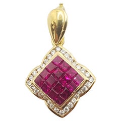 Ruby with Diamond Pendant Set in 18 Karat Gold Settings Ruby with Diamond Pendant Set in 18 Karat Gold Settings