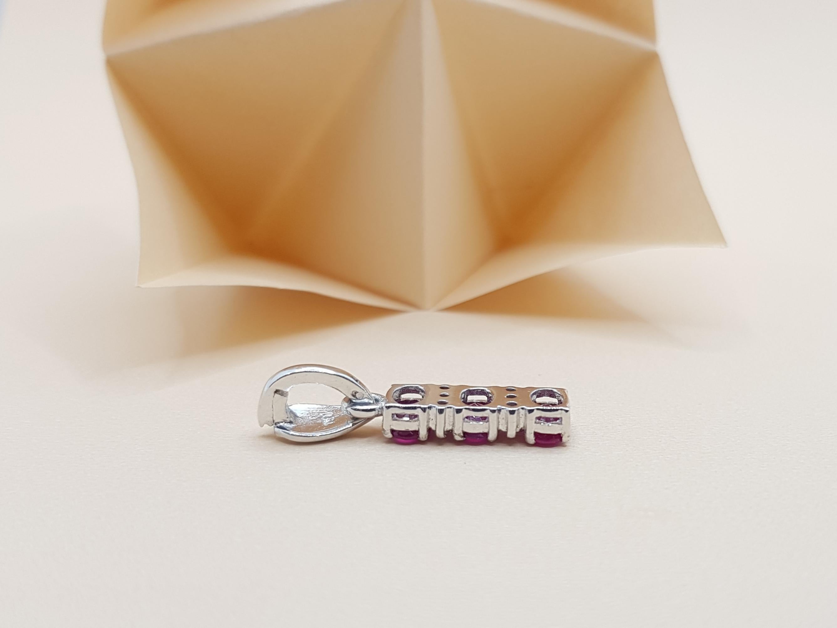 Ruby with Diamond Pendant Set in 18 Karat White Gold Settings For Sale 1