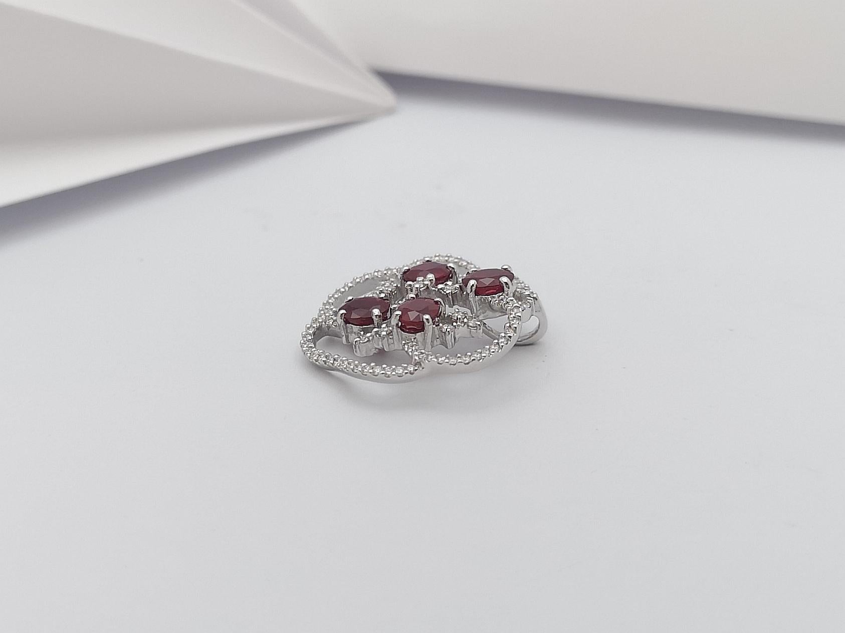 Ruby with Diamond Pendant set in 18 Karat White Gold Settings For Sale 2