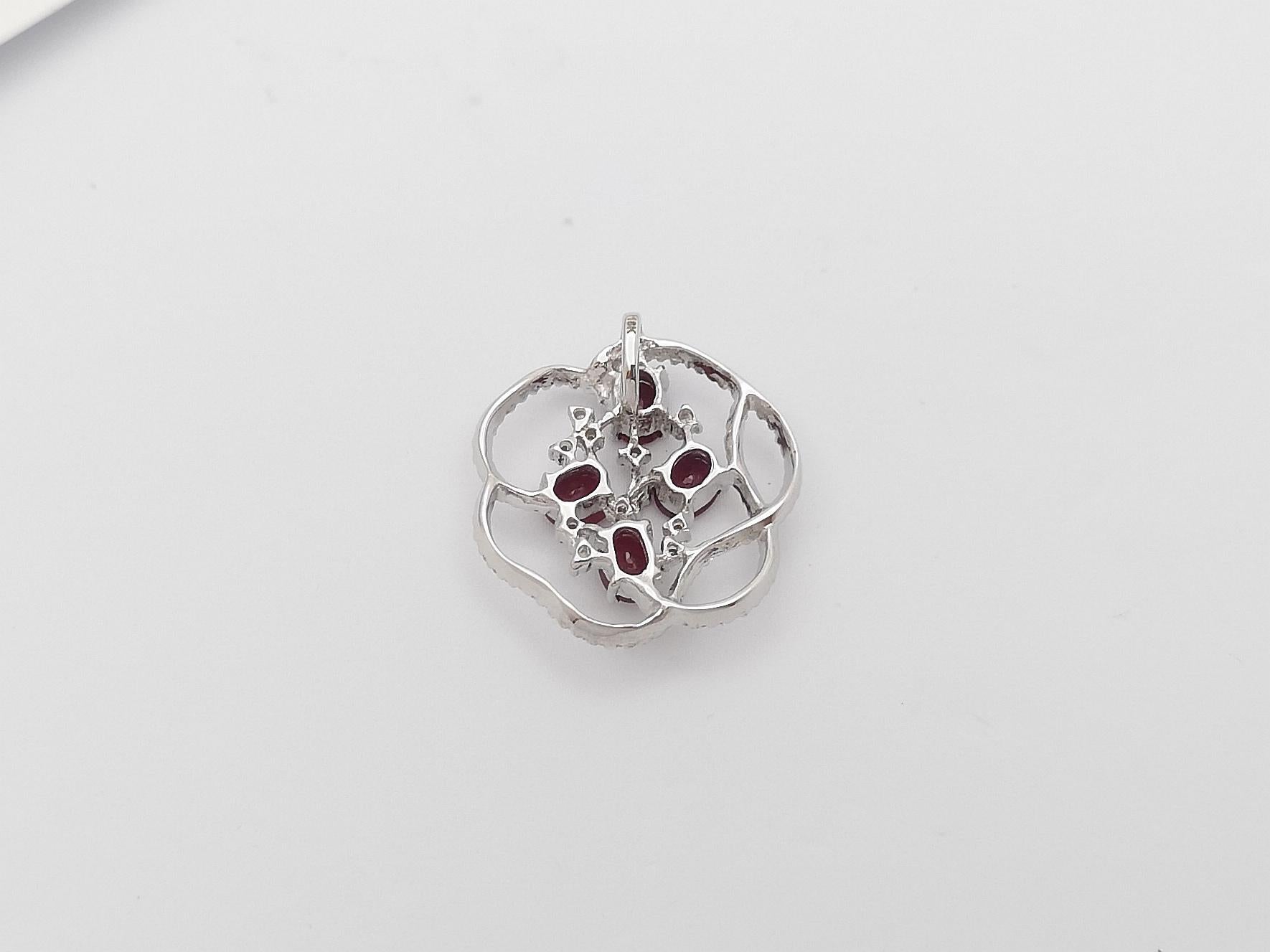 Ruby with Diamond Pendant set in 18 Karat White Gold Settings For Sale 3