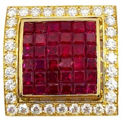 Colgante de rubí con diamantes engastado en oro de 18 quilates