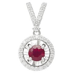 Ruby with Diamond Pendant set in 18K White Gold Settings