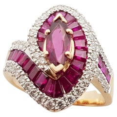 Ruby with Diamond Ring Set 18 Karat Rose Gold Settings