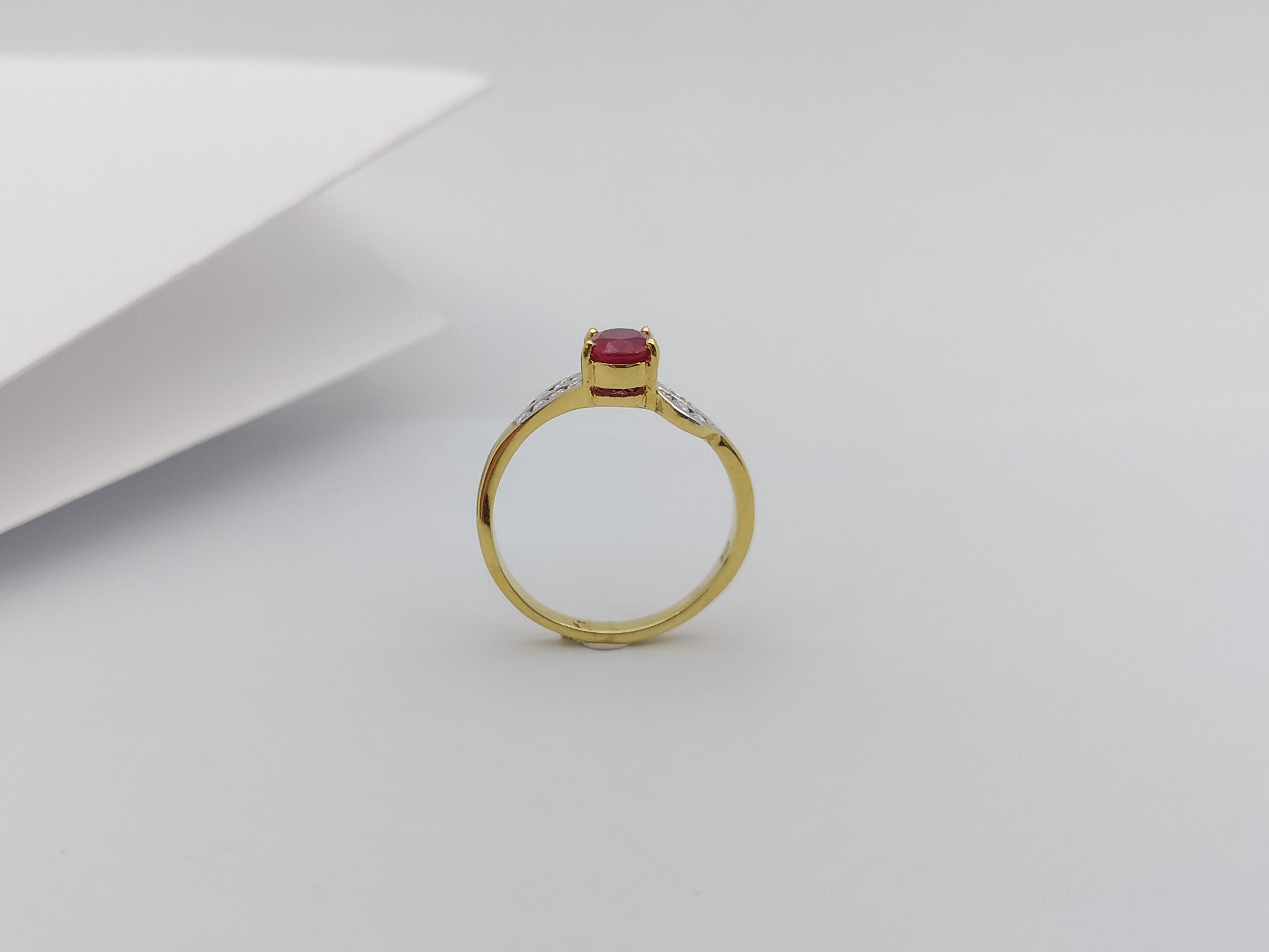 Ruby  with Diamond  Ring set in 18 Karat Gold Settings For Sale 4