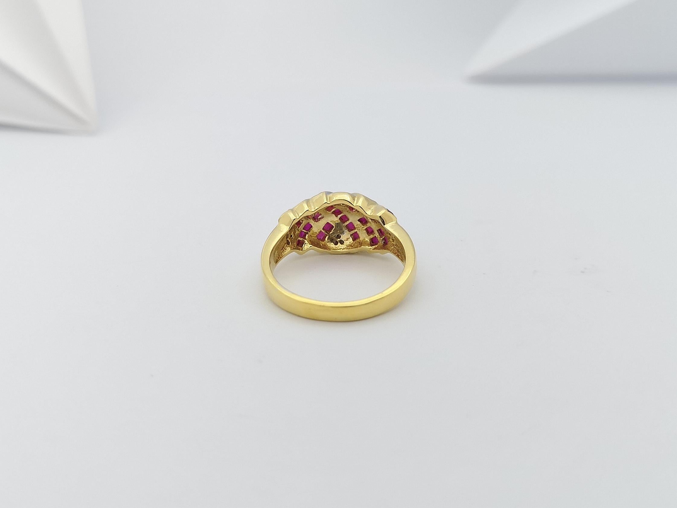Ruby with Diamond  Ring set in 18 Karat Gold Settings For Sale 1