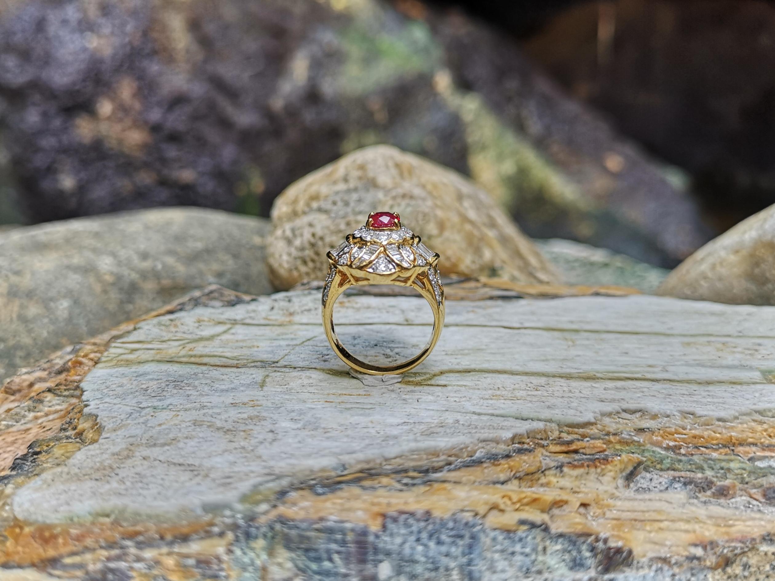 Ruby with Diamond Ring set in 18 Karat Gold Settings For Sale 5